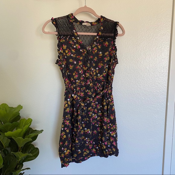 Black & White Polka Dot Floral Mesh Dress - Picture 4 of 10